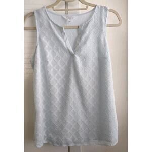 Market & Spruce Top Small Blue Lace V-Neck Sleeveless Dressy